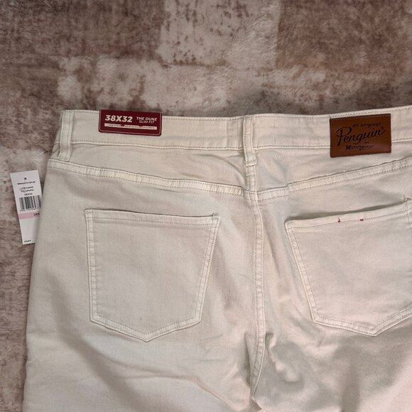 NWT Original Penguin "The Dune" Slim Fit Cream White Stretch Denim Jeans, 38x32 - Picture 4 of 4
